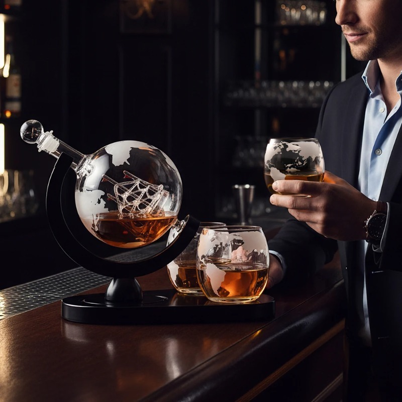 Decanter Globe Set - Kreatywny zestaw karafki w kształcie globu