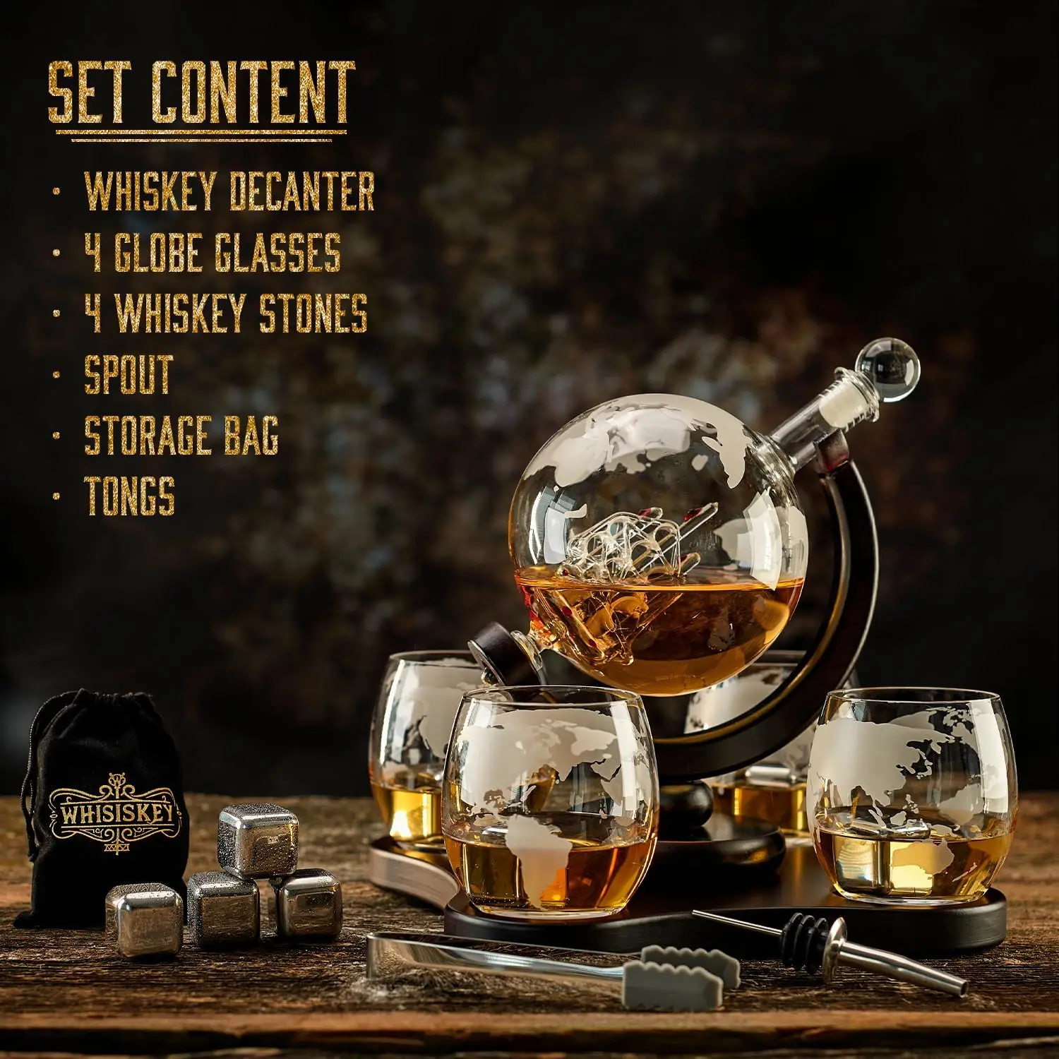 Decanter Globe Set - NANCIHUI kreatywny szklana karafka 4-zestaw filiżanek