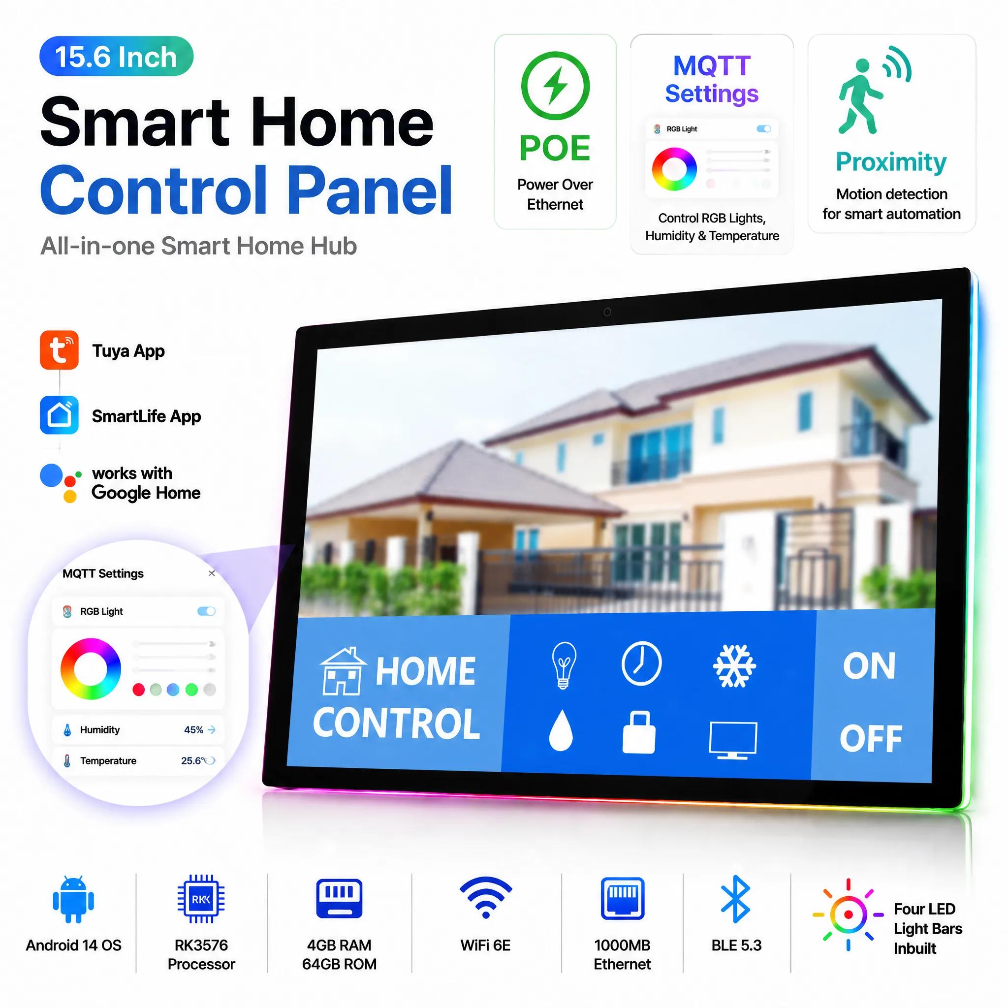Home Bar Android - 15,6-calowy tablet do zabudowy w ścianie,